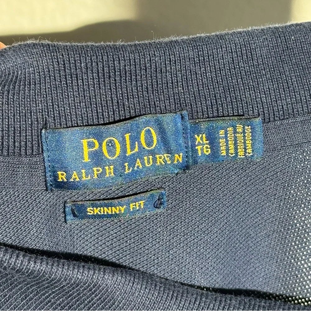 Polo Ralph Lauren Men’s Navy Polo Shirt XL Skinny Fit Cotton Pony Classic Preppy
